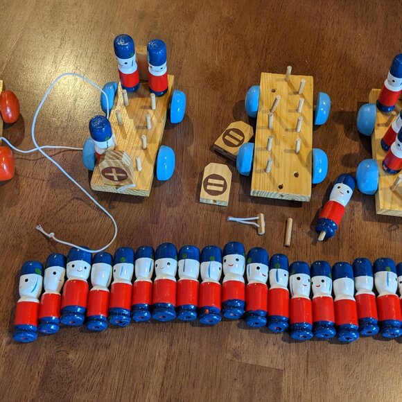 Vintage Wood Toy Soldier Counting Pull Train - Picture 8 of 12